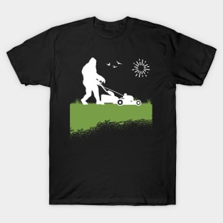 Bigfoot, the Lawn Mowing Sasquatch: Taming and Cutting Grass T-Shirt